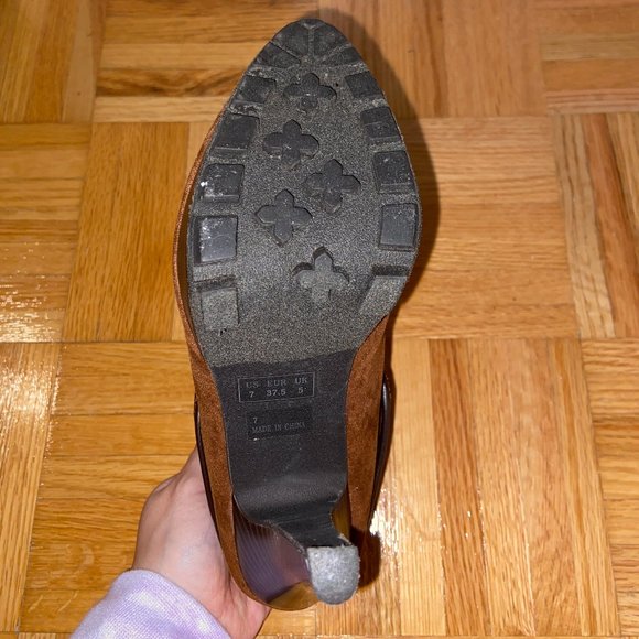 Suede Winter Boot Heel || Rusted Brown - Picture 6 of 8